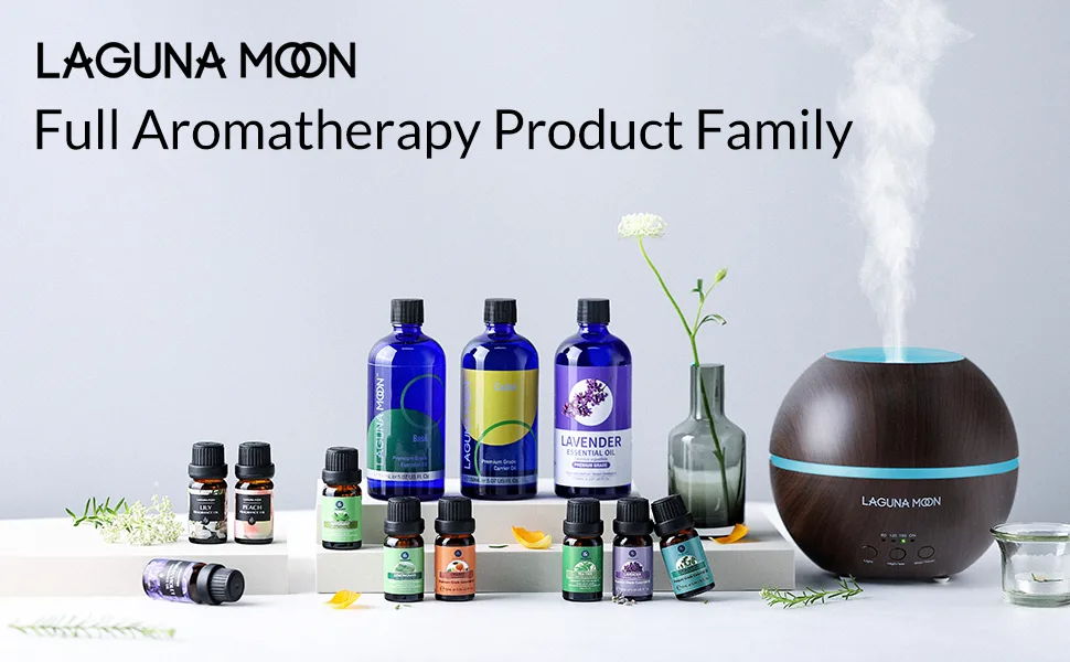 Lagunamoon Essential Oils Gift Set 6 Pcs Pure Essential Oils for Diffuser Humidifier Massage Aromatherapy Skin & Hair Care 10ML (Lavender Eucalyptus Lemongrass Orange Peppermint Tea Tree) - essential oils gift set