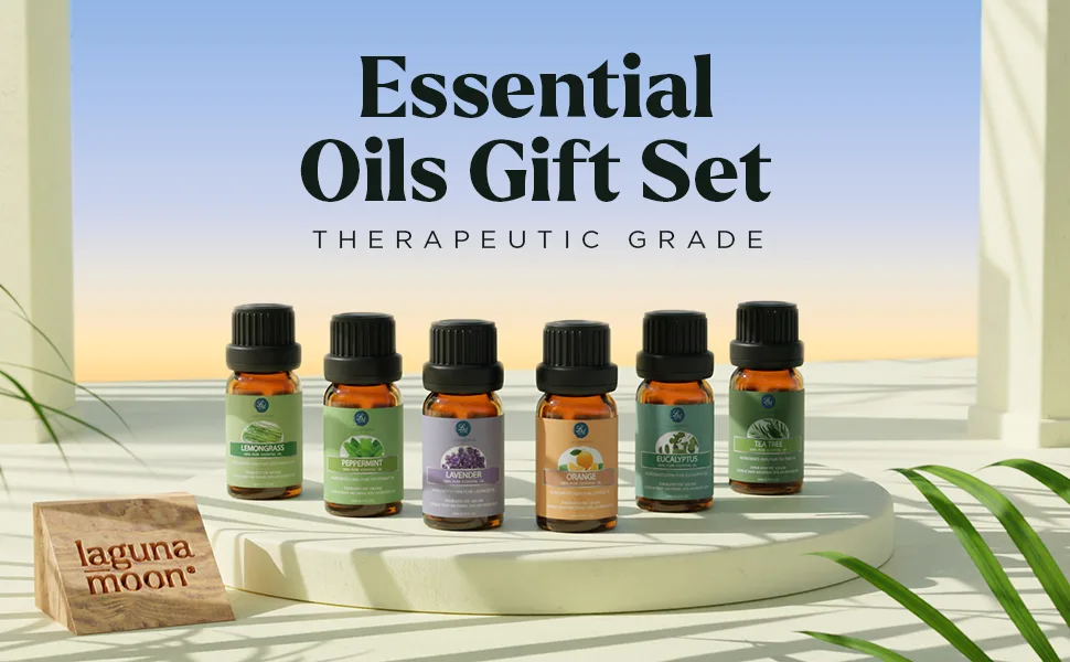 Lagunamoon Essential Oils Gift Set 6 Pcs Pure Essential Oils for Diffuser Humidifier Massage Aromatherapy Skin & Hair Care 10ML (Lavender Eucalyptus Lemongrass Orange Peppermint Tea Tree) - Essential Oils Gift Set B06XRLR9RQ