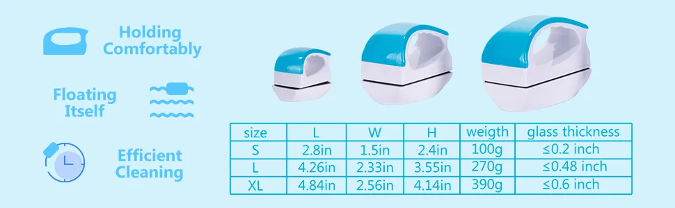 NEPTONION Magnetic Aquarium Fish Tank Glass Algae scrapers Glass Cleaner Scrubber Clean Brush [FloatingScratch-FreeNon-Slipmagnetizing] - Size