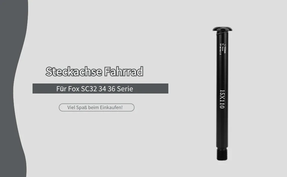 Drfeify Pin Axis Bicycle Alu |L: 155mm |TL: 9mm |TP: M14x1.5 |Light black bicycle front fork for a quick-wing bicycle fork assembly for FOX SC32 34 36 series - Dilwe
