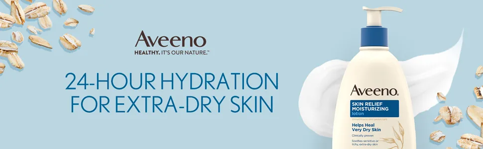 Aveeno Skin Relief 24-Hour Moisturizing Lotion for Sensitive Skin with Natural Shea Butter & Triple Oat Complex - 8 fl. oz - 24-hour hydration for extra dry skin - Aveeno Skin Relief Moisturizing Lotion for Dry Sensitive Skin