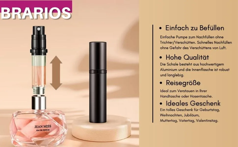 Brarios perfumed robber refillable empty travel perfume atomizer 5ml mini portable spray bottle pocket cater for on the go (y-black) 5ml black-02 - product information 9