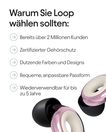 Loop experience plus earplugs - high fidelity hearing protection for musicians DJs drummer festivals and concerts - 18dB noise reduction - earplugs with extra accessories - gold - Loop Ohrstöpsel zum Schlafen, Reisen & Konzentration - Wiederverwendbarer Silikon Gehörschutz
