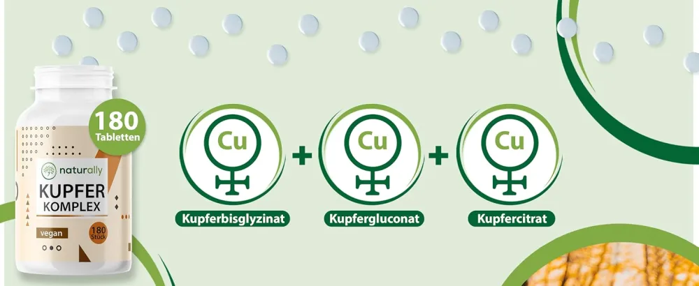 Naturally 2mg copper tablets - 180 tablets complex with copper bisglycinat copper gluconate and copper citrate copper supplement without additives vegan laboratory test - Kupfer Komplex Desktop Bild 3