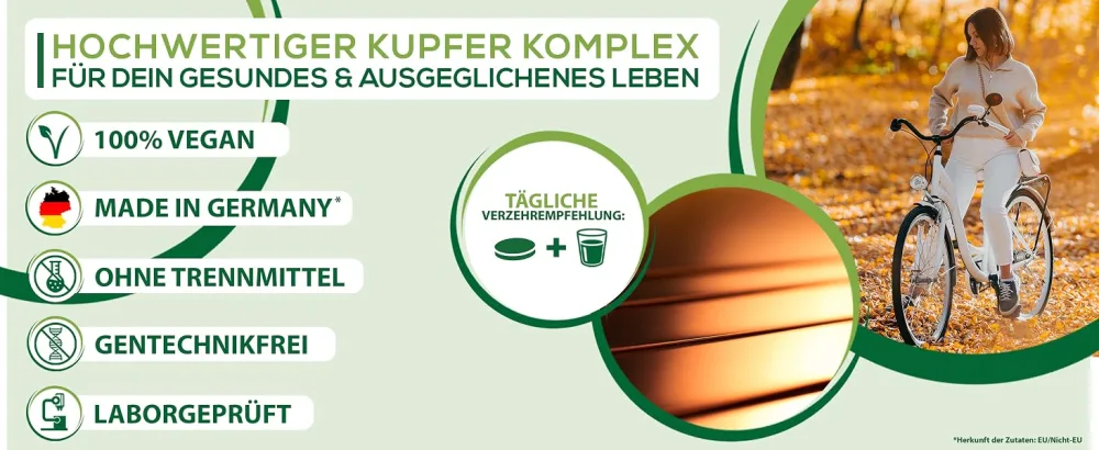 Naturally 2mg copper tablets - 180 tablets complex with copper bisglycinat copper gluconate and copper citrate copper supplement without additives vegan laboratory test - Kupfer Komplex Desktop Bild 4