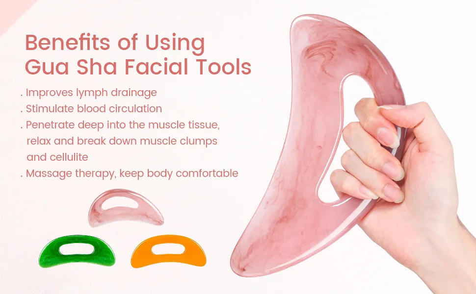 Gua Sha Massage device with handle (plastic) Larger Guasha scraping scraping tool for back neck face leg massage tool lymphatic drainage cellulite green 02-green - Einführung in die Vorteile der Nutzung