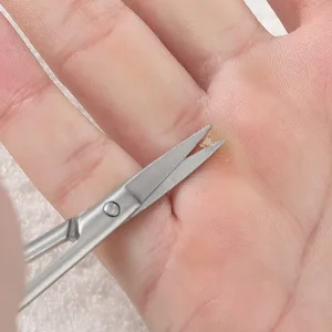 BEZOX 2 PIECE Professional Nail Scissors - Extra Sharp Nail Scissors with Curved Blade and Straight Blade Dark Silver - hautschere extra fein nagelhautschere profi nagelschere schmal nagelschere spitz gebogenscherenagel