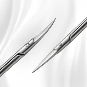 BEZOX 2 PIECE Professional Nail Scissors - Extra Sharp Nail Scissors with Curved Blade and Straight Blade Dark Silver - nagelhautschere extra fein nagelschere gerade feine nagelhautschere feine nagelschere
