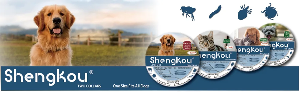 ShengKou Flea and Tick Collar for Dog Made with Natural Plant Based Essential Oil Fits Large Dog - 2 Packs - large collar flea
