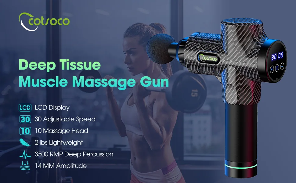 Cotsoco massage gun massage gun for back neck and shoulder quiet electrical massage device with 10 massage heads and 30 speeds muscle massage device for deep tissue (carbon) ... - product information 19
