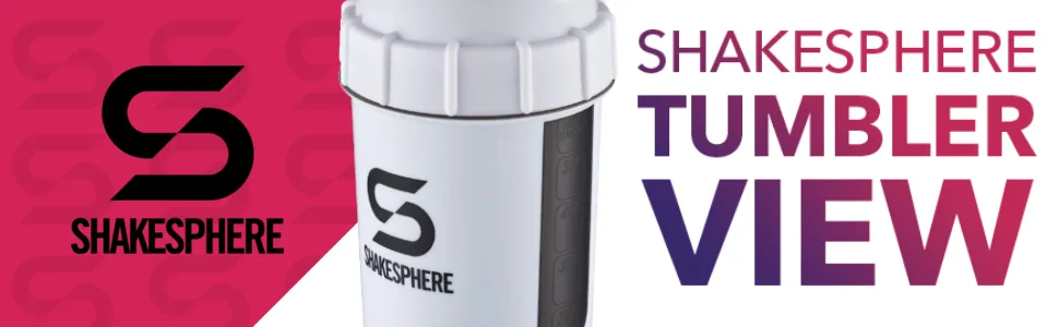 ShakeSphere Protein Shaker Bottle - Matte White - Black Window - 24oz - header