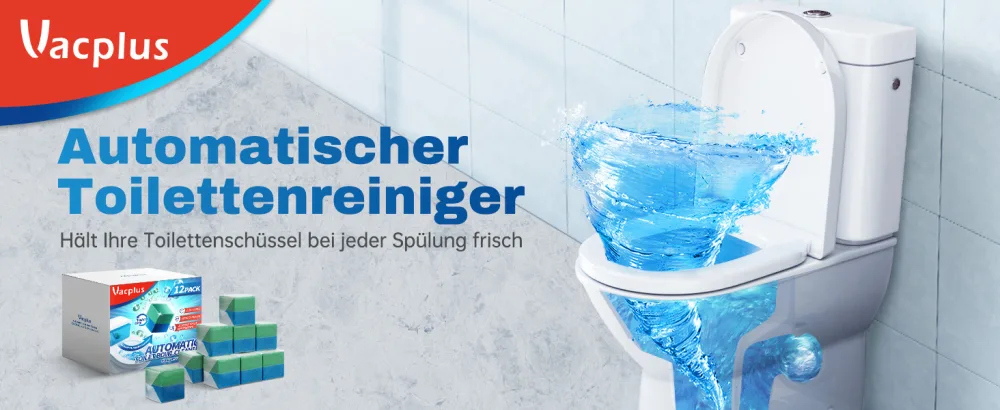 Vacplus WC Cleaner Duo-Active Cleaning Cubes for Water Tanks 12 Pieces Extra Strong Prevents Limescale & Dirt Green - Vacplus WC Reiniger