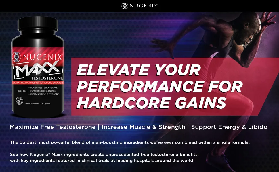 Nugenix Maxx Testosterone Ultra Premium Hardcore Men's Testosterone Booster - 120 Capsules - header