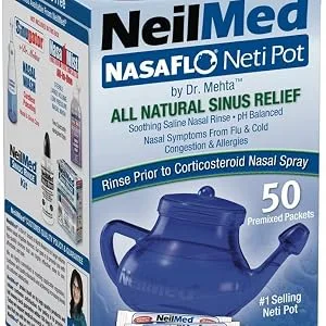 NeilMed NasaFlo Unbreakable Neti Pot with 50 Premixed Packets - product information 1