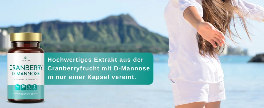 SOLVISAN Cranberry D-Mannose - A unique formula - supplemented with Echinacea Vitamin C and D - 60 capsules - blasentee mannose kapseln cranberry tee d mannose cranberry d-mannose kapseln reizblase medikament