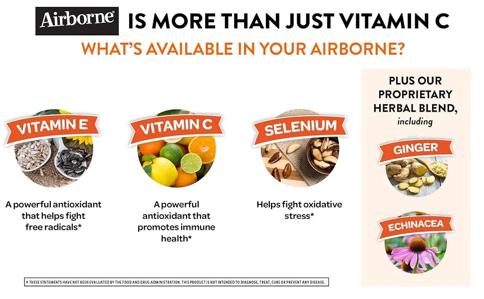 Airborne Vitamin C 750 mg - Fruit - 42 Gummies - Airborne Assorted Fruit Flavored Immune Support Gummies