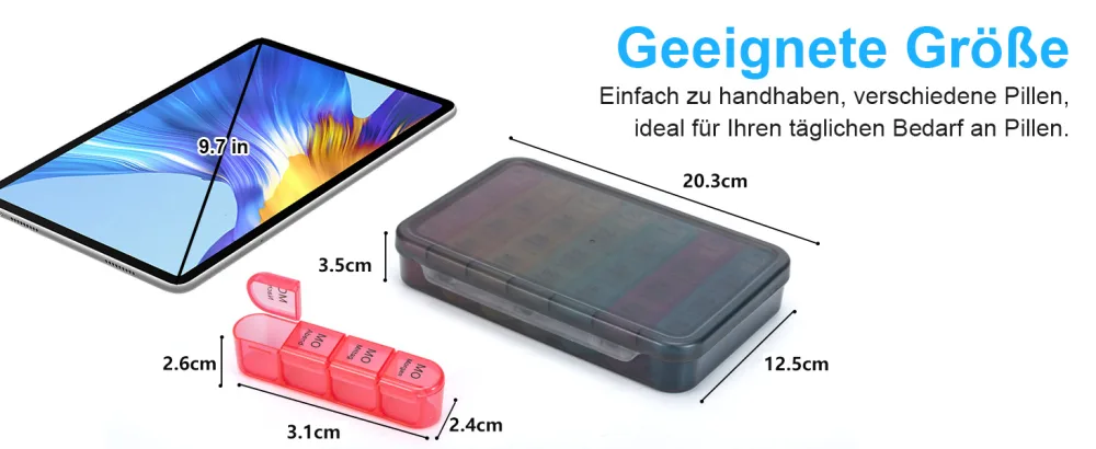 Pill dose 7 days 4 compartments tablet box 7 days 4 times a day pills 7 days in the evening portable medication box for storing tablets (removable/rainbow black) a black housing - Tablettenbox 7 Tage