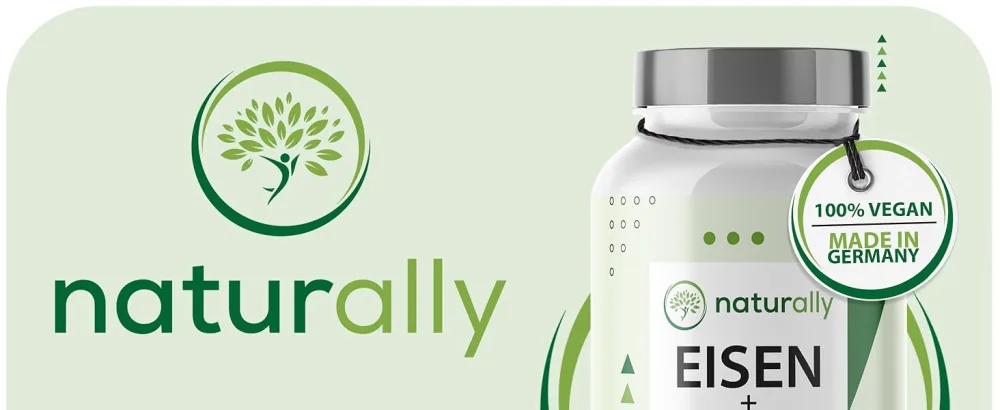 Naturally iron tablets with vitamin C - 180 tablets - highly bio -available 20mg iron made of iron bisglycinate - vegan without additives laboratory tests made in Germany - Eisen Bild 1 Desktop