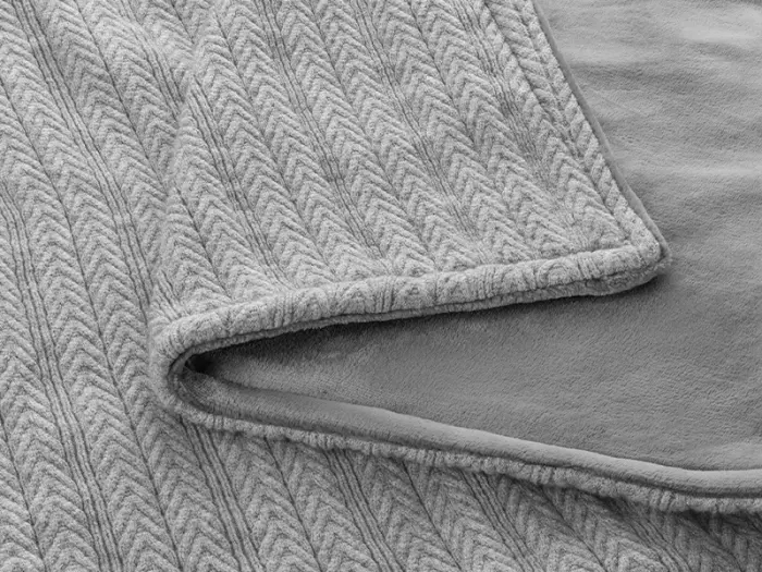 Medisana HB 680 cuddly heating ceiling cuddly ceiling in the knitting pattern with automatic switch-off washable gray 3 temperature levels 160 x 120 cm 2-color transition optics - Strick-Heizdecke HB 680