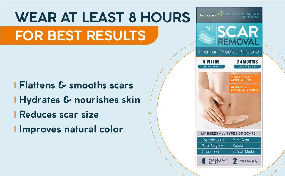 Silicone Scar Sheets for Scars Removal Treatment and Tummy Tuck Surgery - 4 Packs - 27.09
