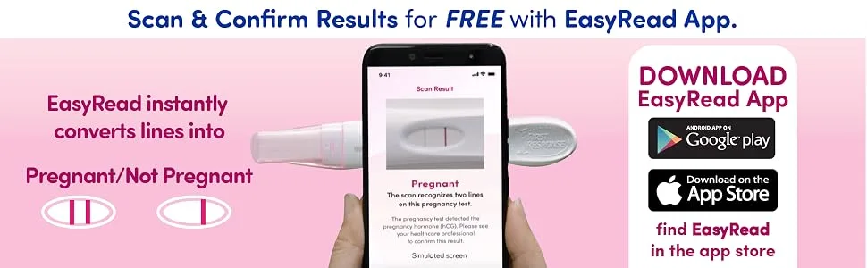 First Response Early Result Pregnancy Test - Pack of 3 - Scan Confirm Results Free EasyRead download Easy Read app store instantly convert line pregnant