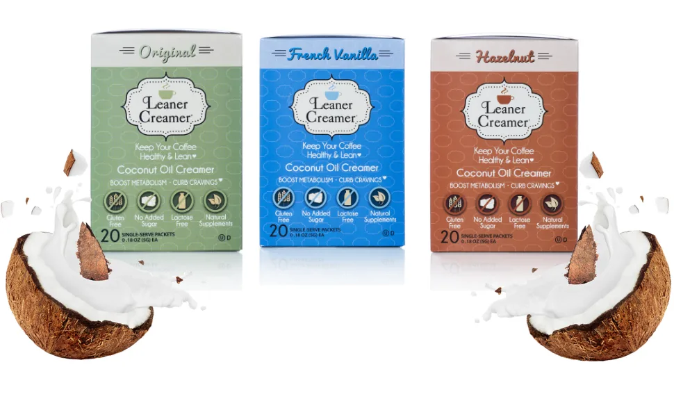 Leaner Creamer Coffee Creamer Sugar Free - Hazelnut - 20 Servings - Coconut Oil