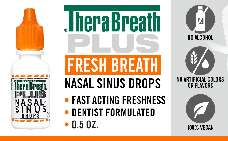 TheraBreath Plus Clinical Formula Nasal Sinus Drops 0.5 Ounce - Pack of 3 - Therabreath
