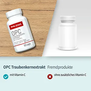 Body Attack OPC grape seed extract high dose with vitamin C vegan (60 capsules) - Traubenkernextrakt