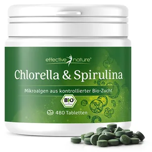 Spirulina Chlorella Pressing - 480 algae tablets - 100% natural organic spirulina and chlorella 2 superfoods - combined for approx. 1-2 months - Chlorella & Spirulina effective nature mikroalge ayurveda
