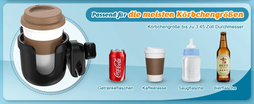 Beverage owner for strollers buggy accessories guisapue universal cup holder coffee holder stroller rollator bicycle cup holder for abc design cybex Hauck joie black - product information 16