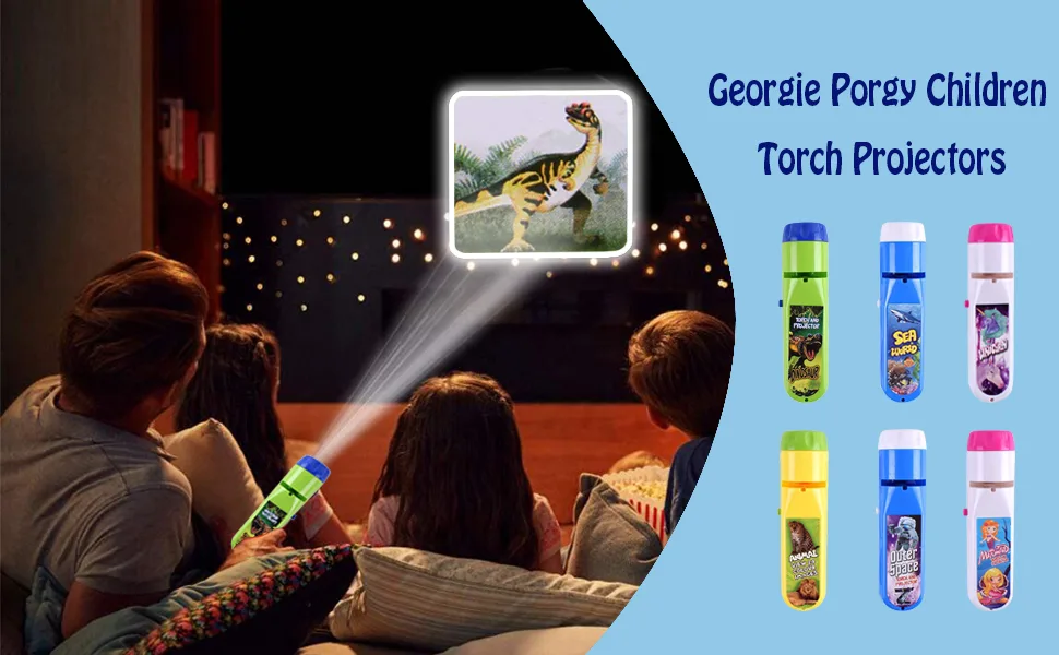 Georgie Porgy Children Projector Flash Lamp Pages for the Wall Ceiling Tent Teaching Science (Dinosaurs) Hand eye coordination - torch projector