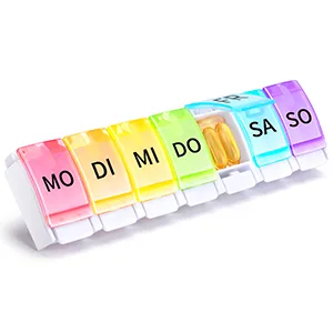 Opret tablet box German Pillendose 7 days of rainbow medication box weeks tablet box small oak to open for multi -colored - tablettenbox 7 tage