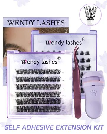 Self-fleing eyelashes 0.05 strength 8-14mm Easy fan lashes for volume technology eyelash extensions d curl volume eyelashes Self-fleed eyelashes for volume technology (0.05-d-mix8-14) MIX (8-14) 0.05mm-D - Self Adhesive Lashes Kit