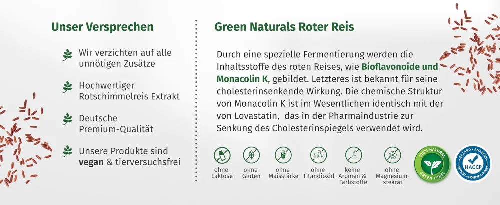 Red rice | 180 vegan capsules | High dose: 2.7 mg monacolin K per capsule | Supply for 6 months | German production - cholesterin monascus purpureus extrakt citrus bergamotte cholin bitartrat bluthochdruck rote hefe