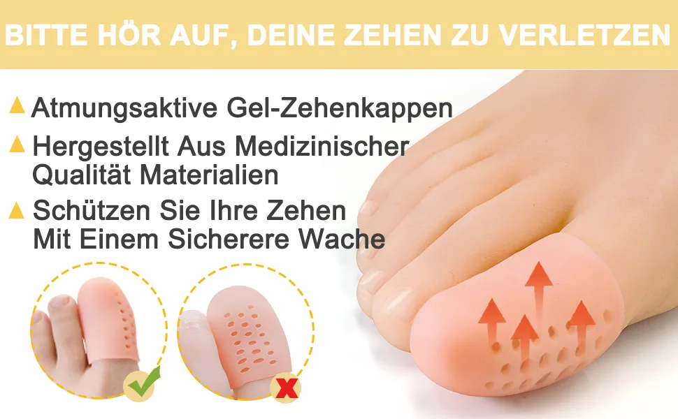Welnove 10x toe caps toe protection large toe toe protection breathable -active toe sleeves for chicken eyes bubbles missing or ingrown toenails (beige) 10 large (peach) - product information 8