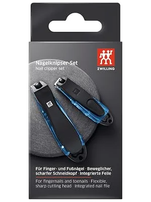 ZWILLING nail clippers gift set 2 pieces with nail catcher and integrated nail file extra sharp and durable blue - image