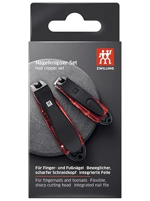 ZWILLING nail clippers gift set 2 pieces with nail catcher and integrated nail file extra sharp and durable red - image