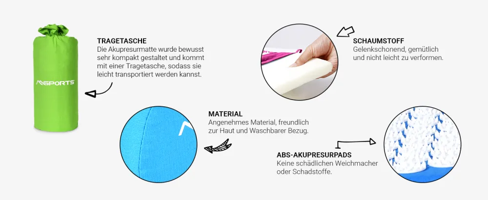 Acupressmate Premium acupressure set - including acupressure mat pillow bag & workout app reference made of 100% cotton solution of tension (violet) - matte