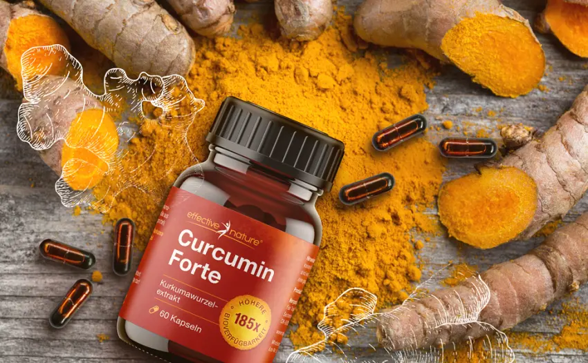 Effective nature - Curcumin forte capsules - 60 capsules - natural extract from the turmeric root - very high bioavailability through micelle technology - Curcumin Forte von effective nature