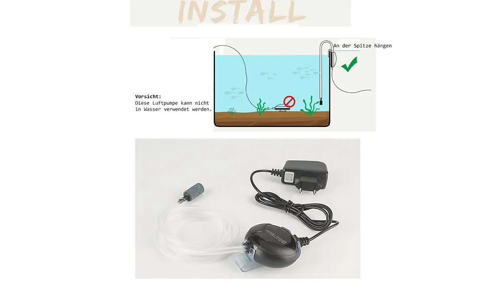 Box -tech oxygen pump mini quiet aquarium oxygen air pump with air stone and silicone hose for fish pools and the nano aquariums white - Aquarium Pumpe