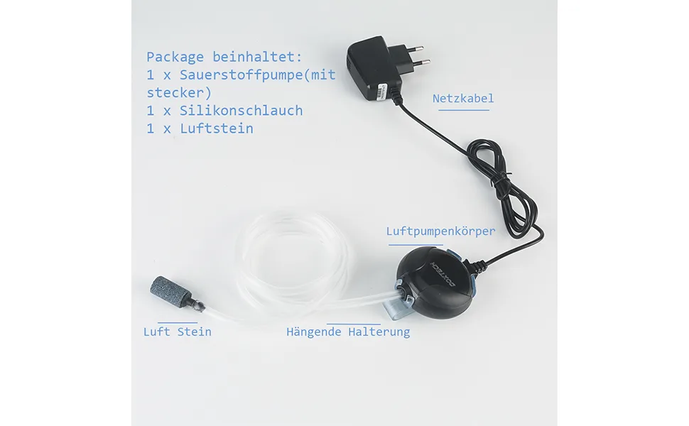 Box -tech oxygen pump mini quiet aquarium oxygen air pump with air stone and silicone hose for fish pools and the nano aquariums white - Aquarium Pumpe