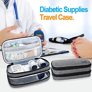 Luxja insulin diabetic bag double layer insulin pocket for blood sugar measuring devices and diabetics accessories (only bag) gray version 2 gray - product information 19