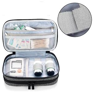 Luxja insulin diabetic bag double layer insulin pocket for blood sugar measuring devices and diabetics accessories (only bag) gray version 2 gray - insulin