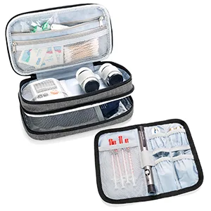 Luxja insulin diabetic bag double layer insulin pocket for blood sugar measuring devices and diabetics accessories (only bag) gray version 2 gray - insulin tasche