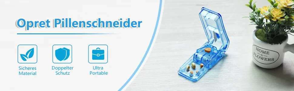 Opret Tablet Splitter for Large and Small Tablets For Tablet Vitamin Medicine Cutting into Half Quarters Blue - Tablettenteiler