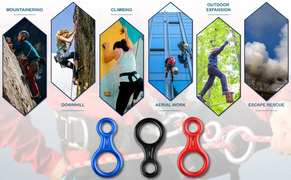 TRIWONDER 35kN 50kN abseiling device climbing 8 descender for rope diameter 8-13 mm 35kN Blue - product information 22