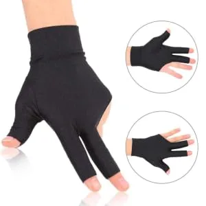 Alomejor Professional Snooker Billiard Gloves Cue Pool Gloves Left Hand Open THREE Fingers Spandex Glove - billard handschuh