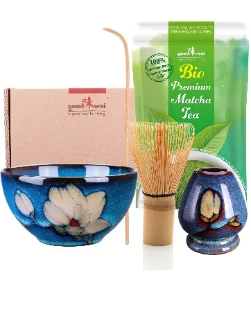 Goodwei Matcha Complete Set including Organic Matcha Tea (Kumo) - Matcha Set Magnolia with Premium Matcha