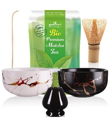 Goodwei Matcha Complete Set including Organic Matcha Tea (Kumo) - Matcha Set Marble Duo with Premium Matcha