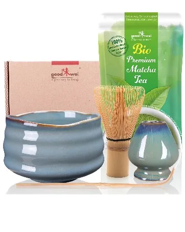 Goodwei Matcha Complete Set including Organic Matcha Tea (Kumo) - Matcha Set Menouseki with Premium Matcha
